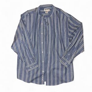 Eddie Bauer Navy and White Striped Casual Shirt